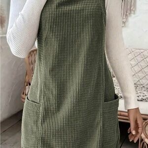 Green Corduroy Pinafore Dress
